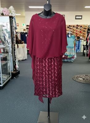 Maroon Cape Dress