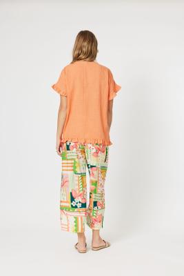 Tulum Papaya V Neck Top