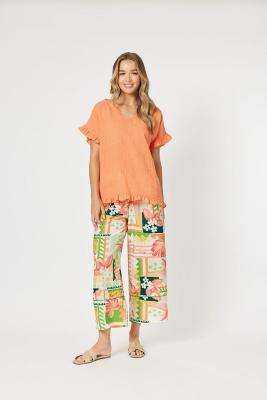 Tulum Papaya V Neck Top