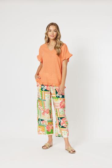 Tulum Papaya V Neck Top