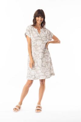 Sand Print Cap Sleeve Shift Dress