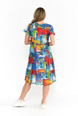 Thalia Painted Palms 3 Tiered Dress