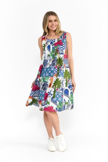 Greek Island Blue Sleeveless Dress