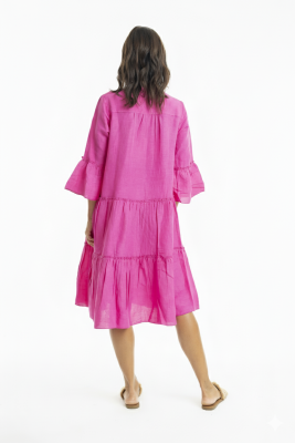 Pink Linen Layers Dress