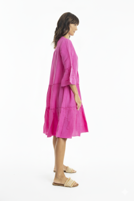 Pink Linen Layers Dress