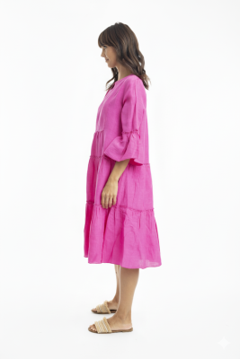 Pink Linen Layers Dress