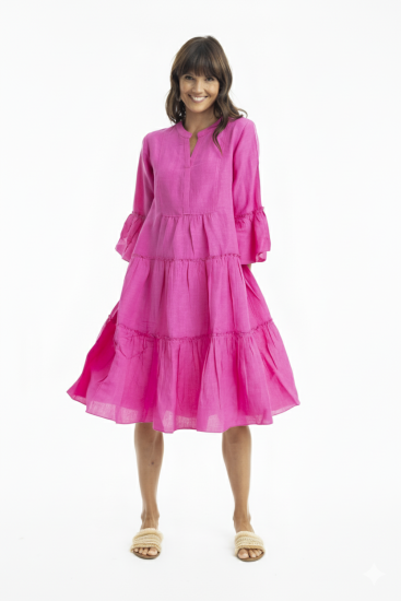 Pink Linen Layers Dress