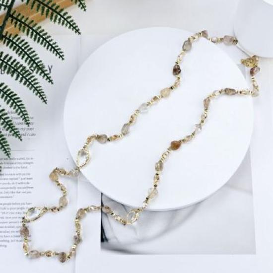 Gold and Natural Crystal and Stone Necklace