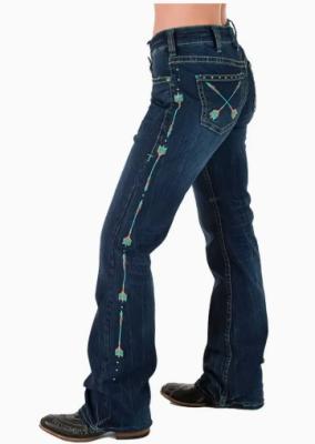 Turquoise Arrows Dark Wash Jeans 31 Leg
