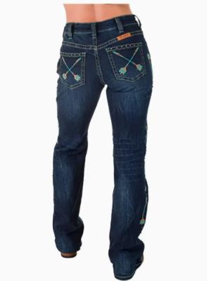 Turquoise Arrows Dark Wash Jeans 31 Leg