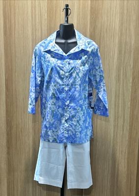 White Flower Print S/S Shirt