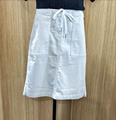 White Micro Knit Denim Skirt