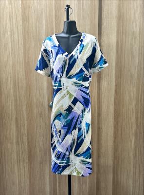 Blue Abstract Print Linen Dress