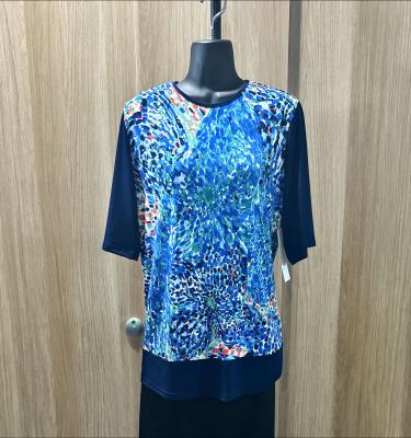 Navy Multi Print Knit Top