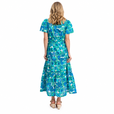 Vieux Port Aqua Short Sleeve Maxi Dress