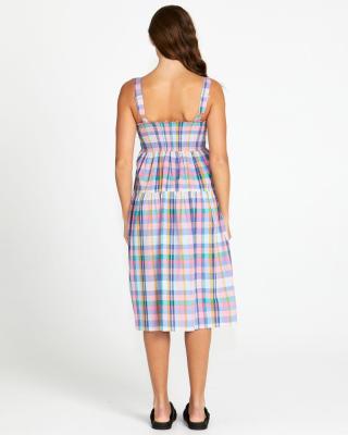Pastel Check Soleil Tiered Midi Dress