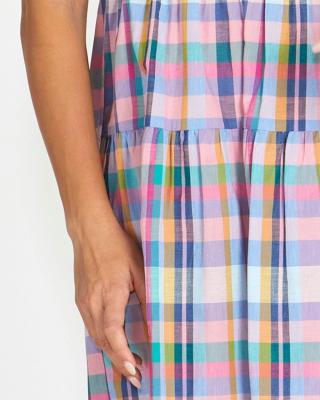 Pastel Check Soleil Tiered Midi Dress