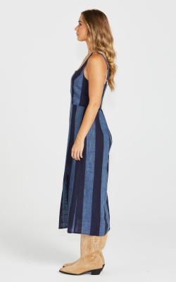 Cailee Navy Stripe Midi Dress