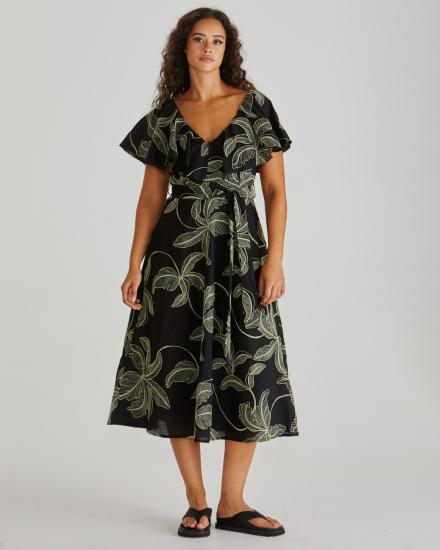 Rosita Ruffle Black Maxi Dress