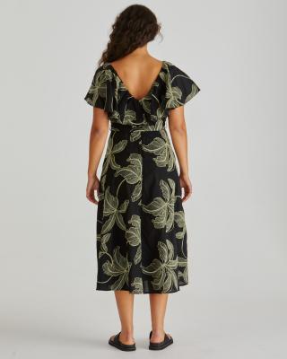 Rosita Ruffle Black Maxi Dress