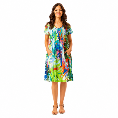 Leaves Blue Easy Fit Print Dress