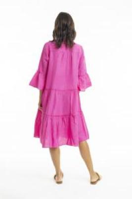 Pink Linen Layers Dress