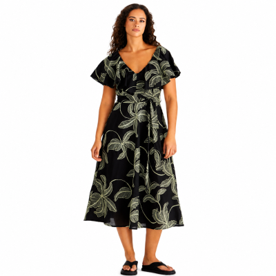 Rosita Ruffle Black Maxi Dress