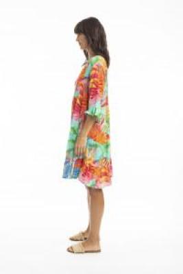 Alisa Frill Sleeve Print Layers Dress
