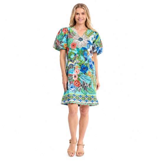 Camarge Print Puff Sleeve Dress