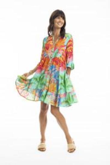 Alisa Frill Sleeve Print Layers Dress