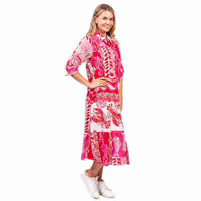 Sofia Mono Sea Red Shirt Dress