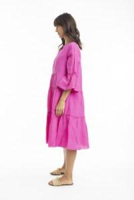 Pink Linen Layers Dress