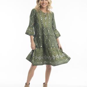 Bengal Olive Layers Short Dress