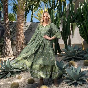 Bengal Olive Maxi Layers Dress