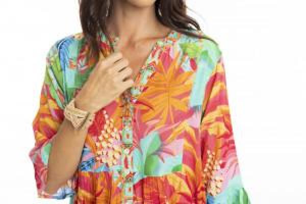 Alisa Frill Sleeve Print Layers Dress