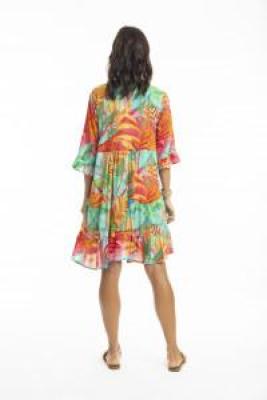 Alisa Frill Sleeve Print Layers Dress