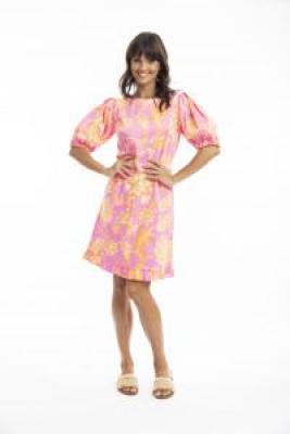 Layla Pink Bubble Sleeve Dress