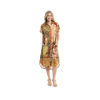 Digital Indian Vibes Collar Shirt Dress