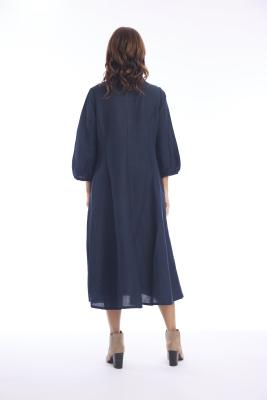 Navy Linen Collar Dress