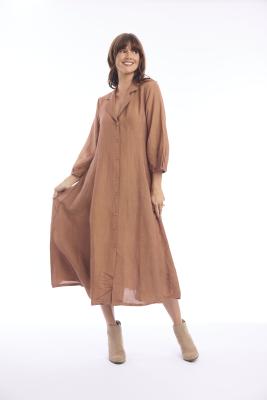 Pumpkin Spice Linen Collar Dress