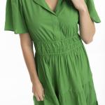 Parakeet Poplin Maxi Ruched Waist Dress