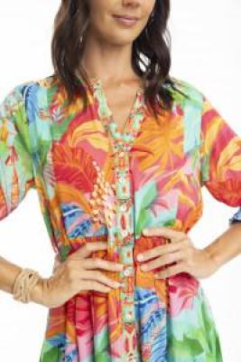 Alisa Frill Sleeve Print Layers Dress