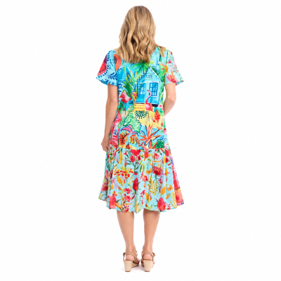 La Mala Print Patch Long Dress