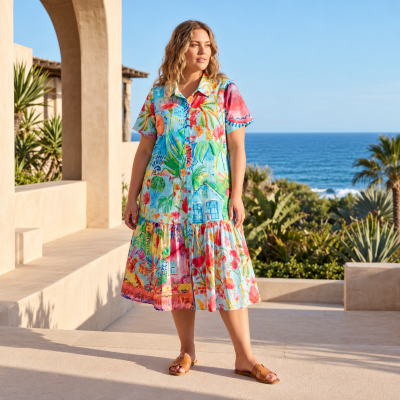 La Mala Print Patch Long Dress