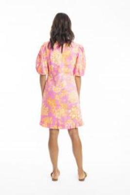 Layla Pink Bubble Sleeve Dress