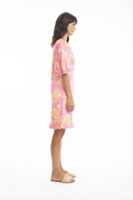 Layla Pink Bubble Sleeve Dress