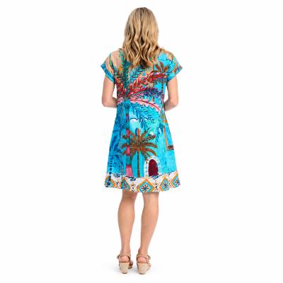 Casablanca Print Reversible Short Sleeve Dress