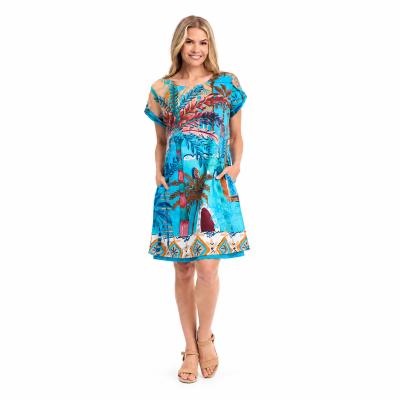 Casablanca Print Reversible Short Sleeve Dress