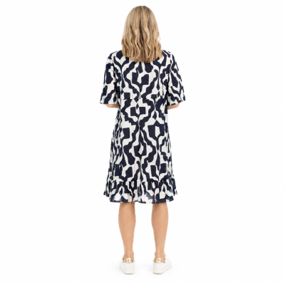 Charli Bold Art Navy Tassel Tie Dress