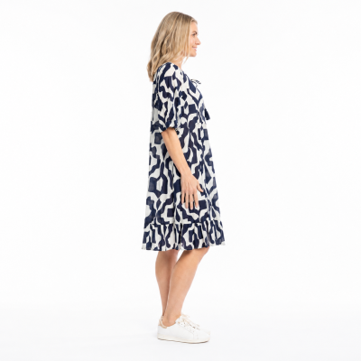 Charli Bold Art Navy Tassel Tie Dress
